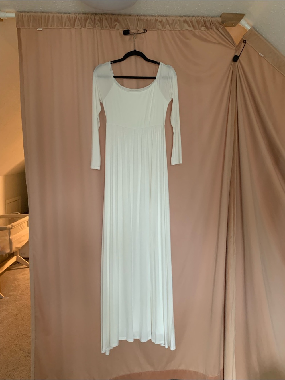 Pink Blush Simple White Maternity Maxi Dress